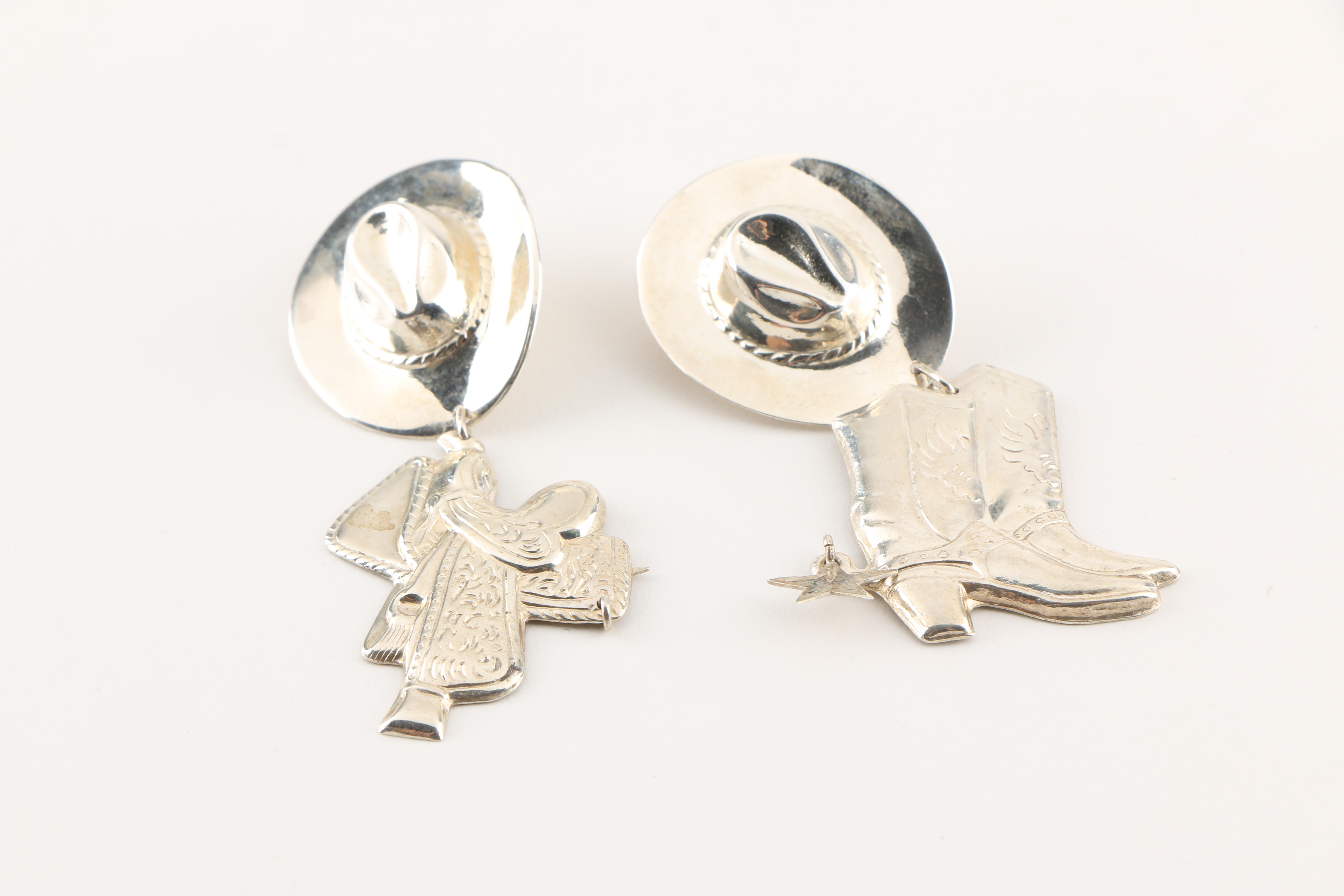 Western Themed Sterling Silver Jewelry Including Turquoise