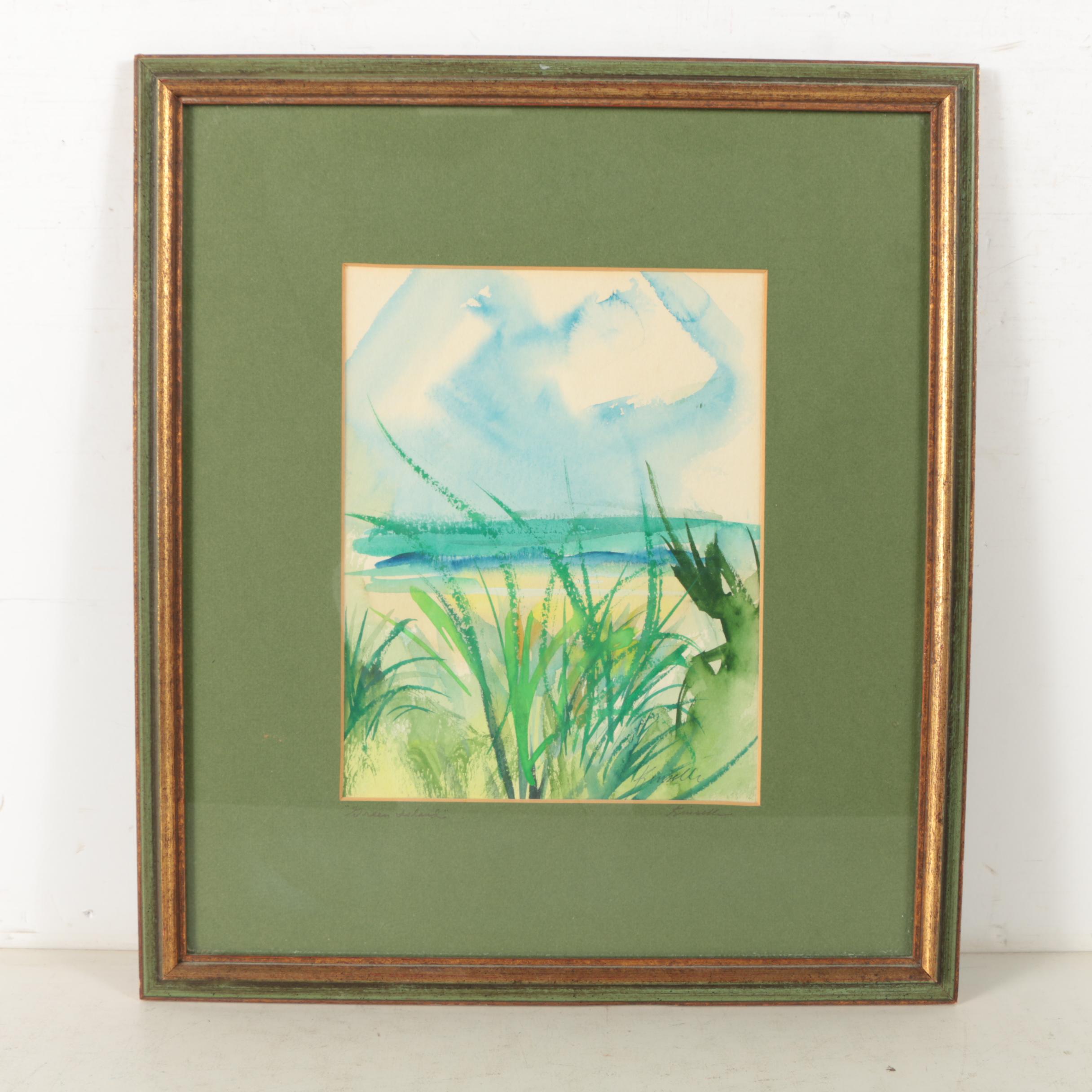 Stephen Kinsella Watercolor Painting on Paper "Green Island"