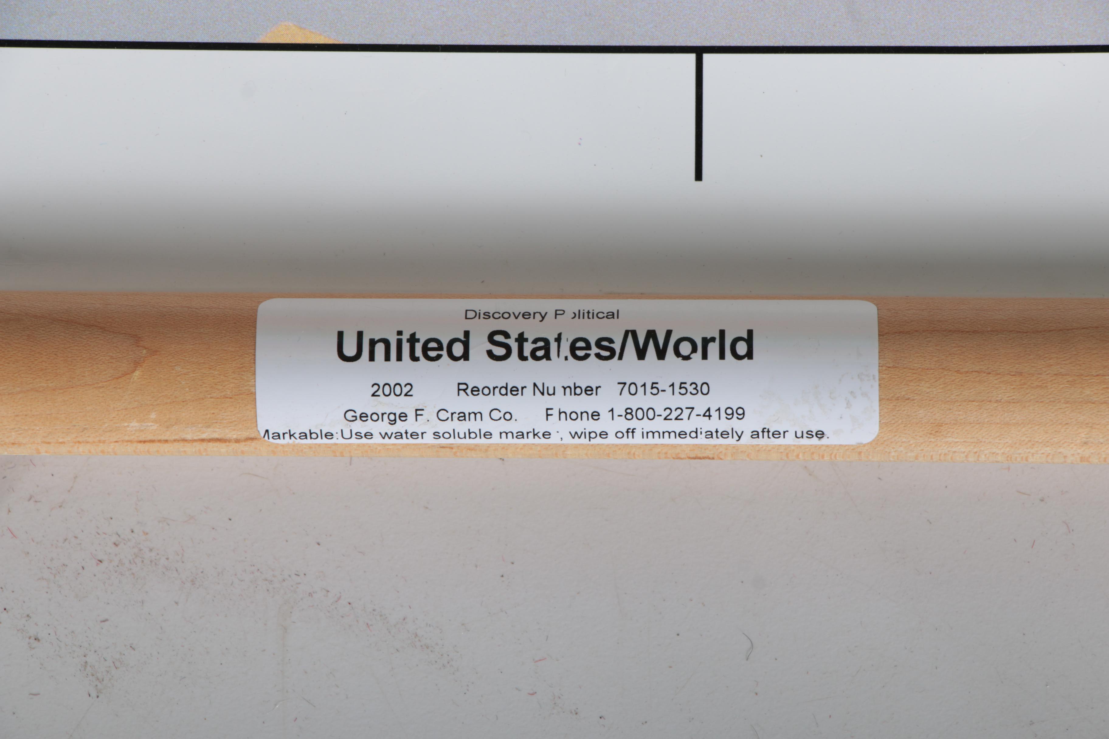 George F. Cram Hanging Classroom United States/World Map