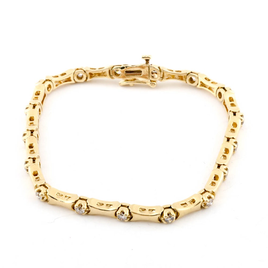 14K Yellow Gold and Diamond Bracelet