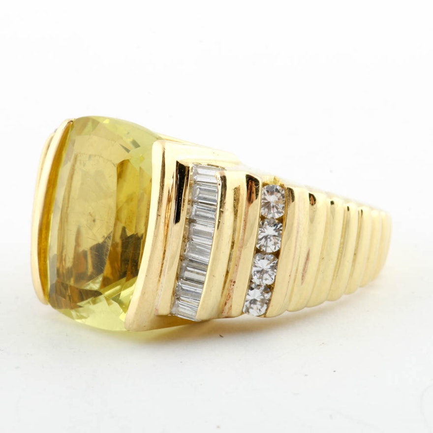 18K Yellow Gold Citrine and 0.96 CTW Diamond Ring