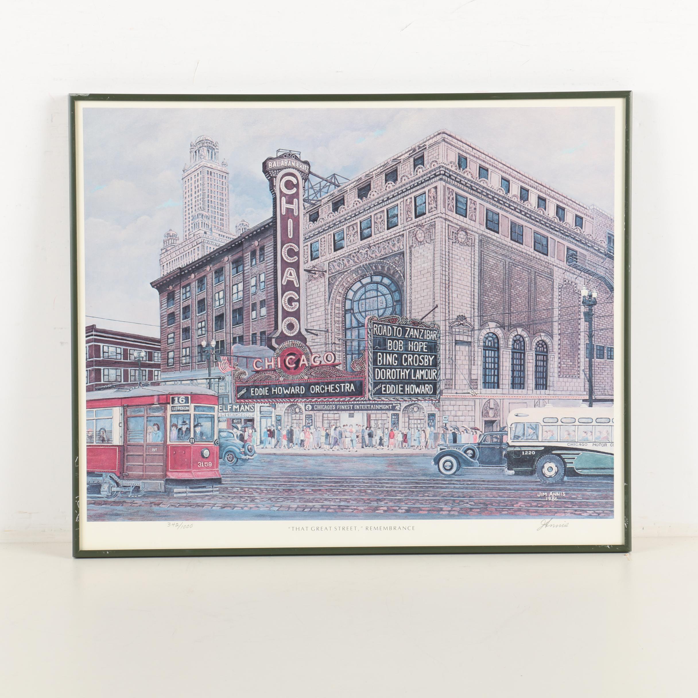 Jim Annis Limited Edition Offset Lithograph "That Great Street, Remembrance"