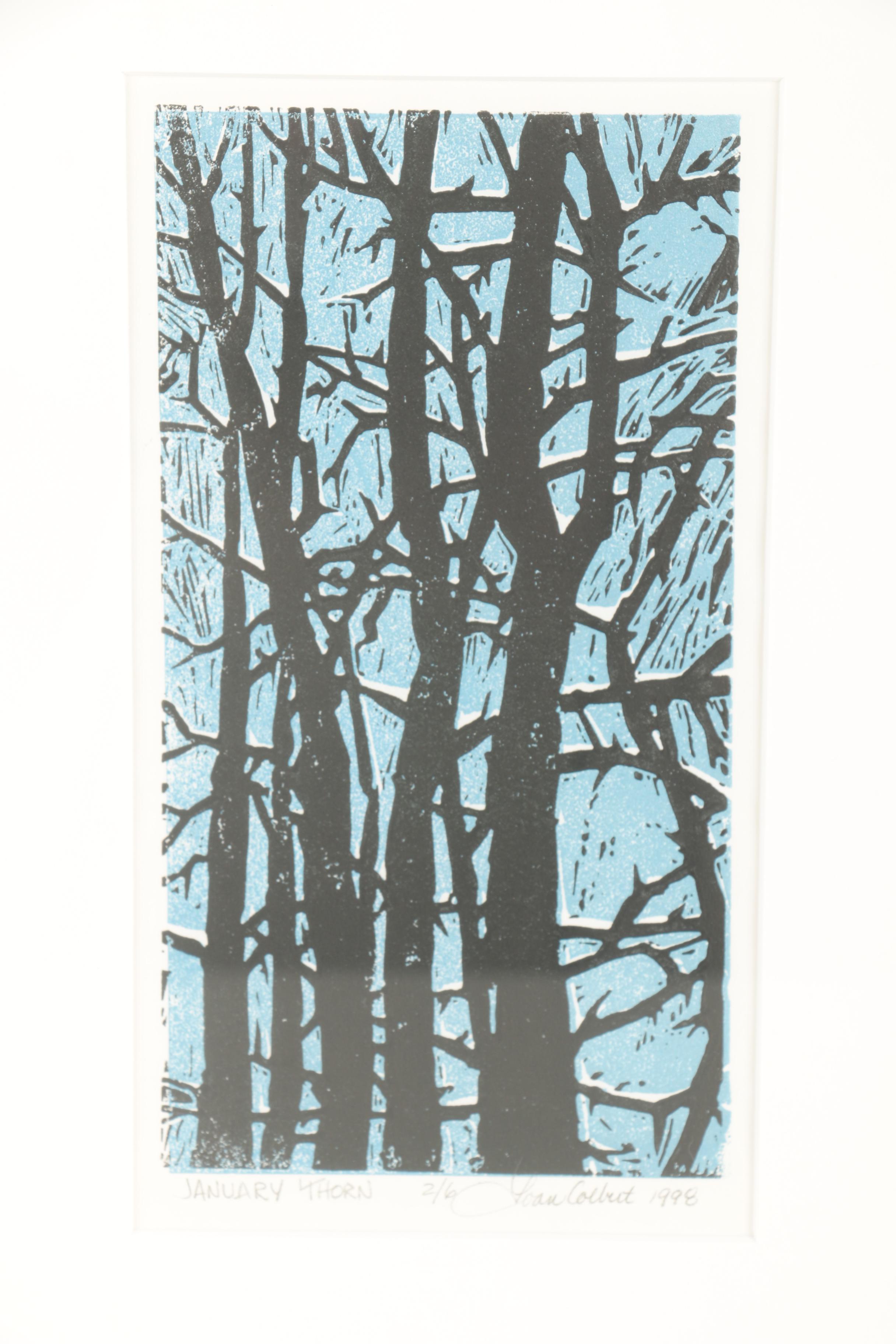 Joan Colbert Limited Edition Linocut Print "January Thorn"