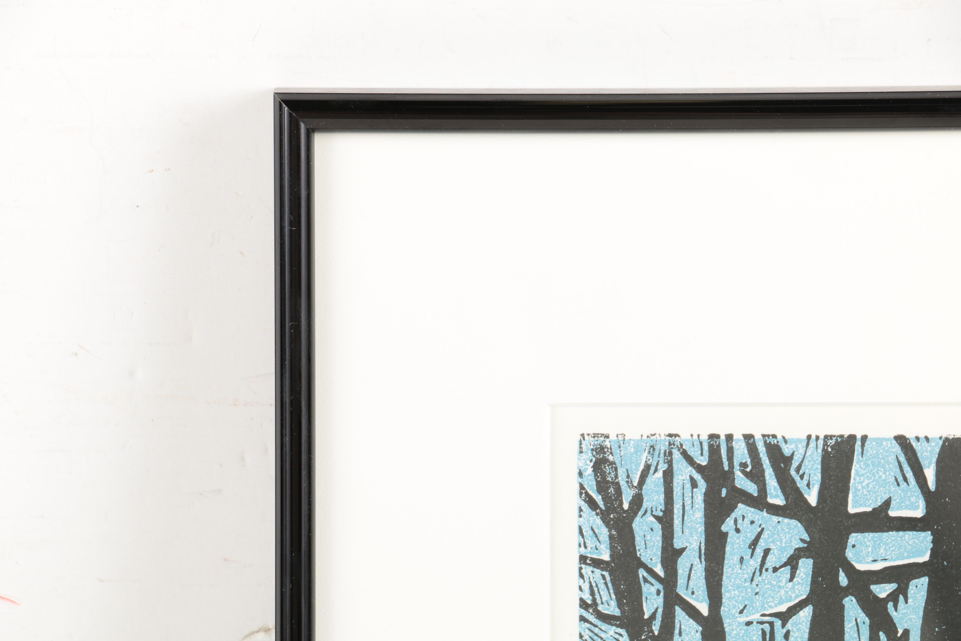 Joan Colbert Limited Edition Linocut Print "January Thorn"