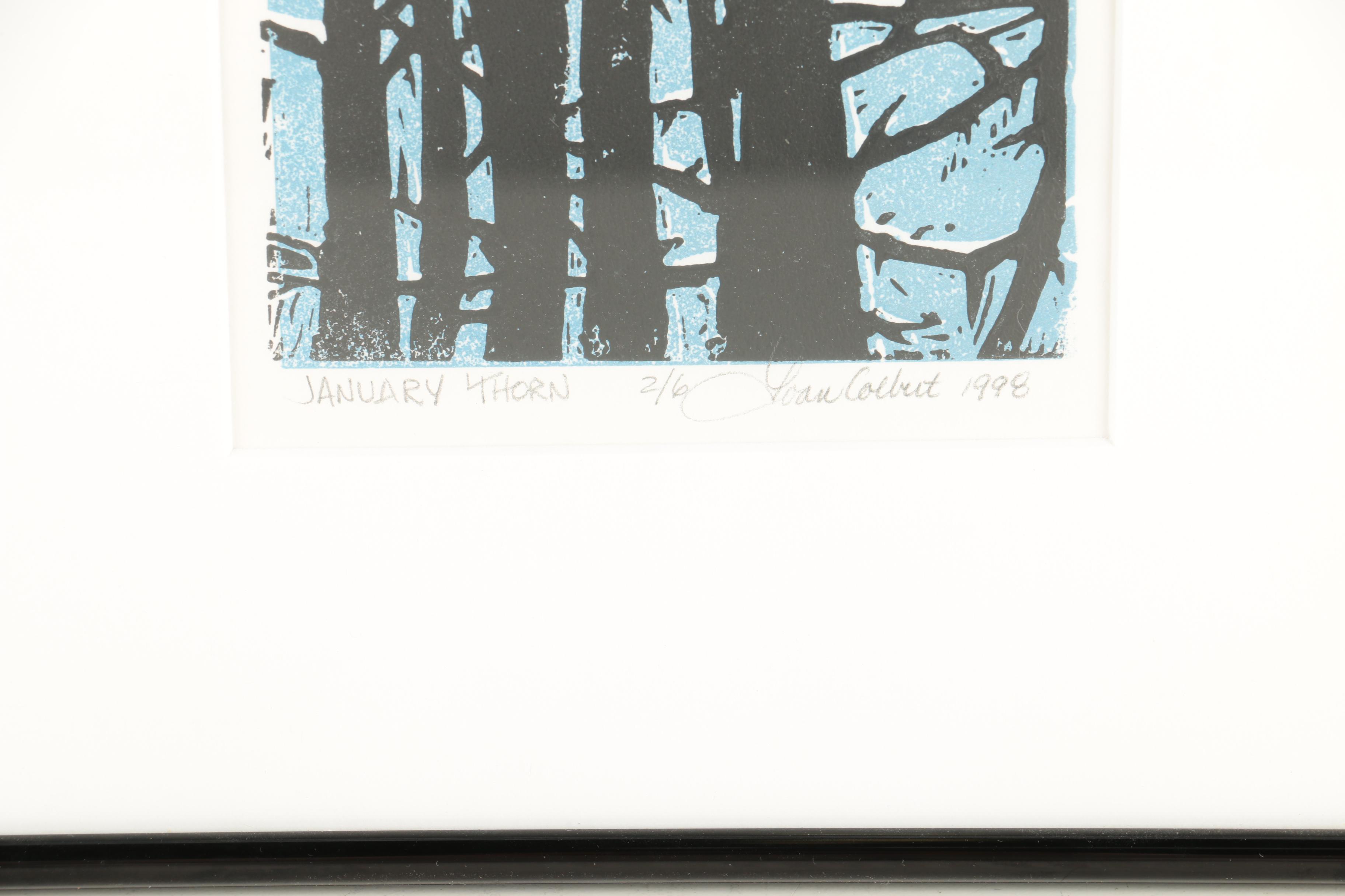 Joan Colbert Limited Edition Linocut Print "January Thorn"