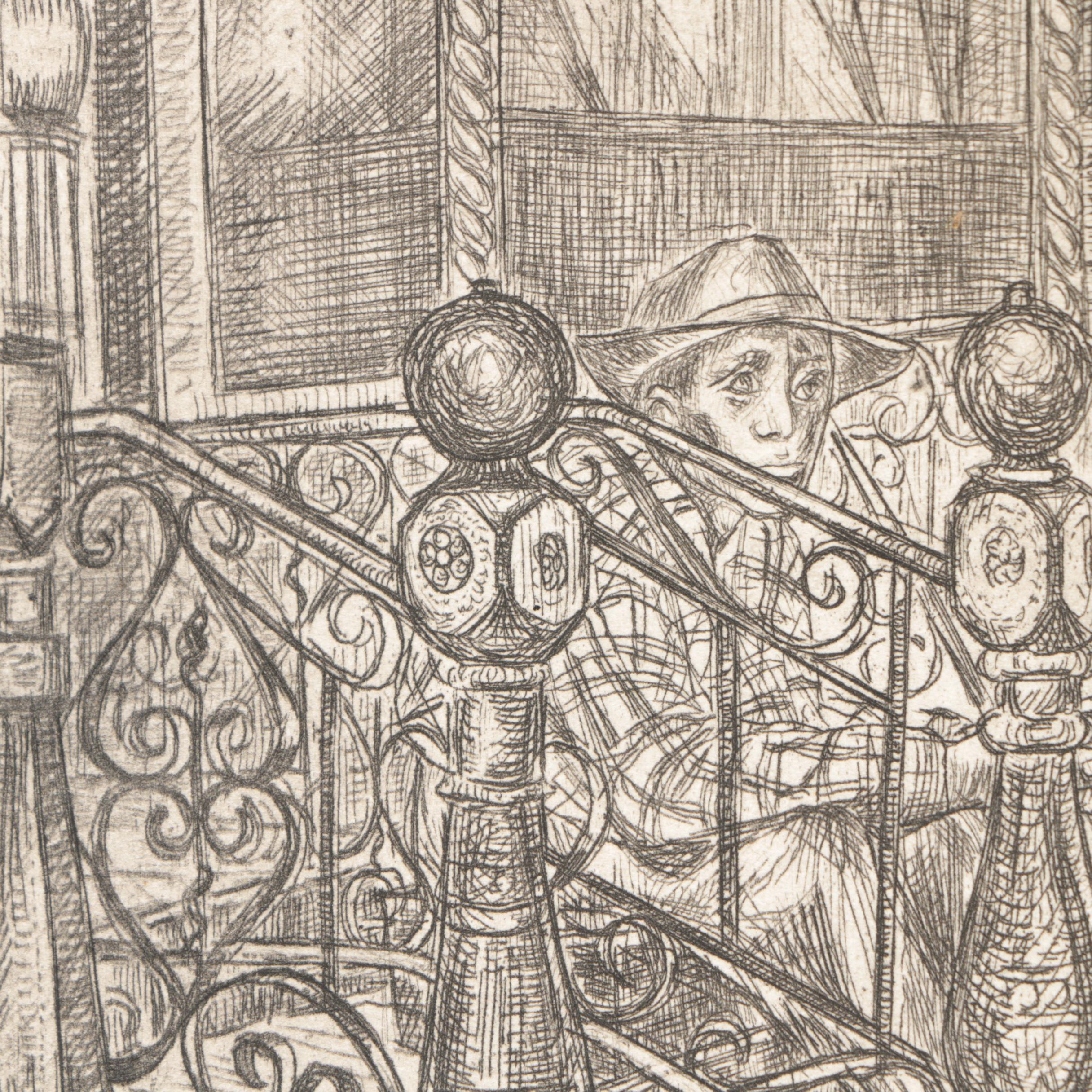 Edith Kramer Etching on Paper of a Seated Man