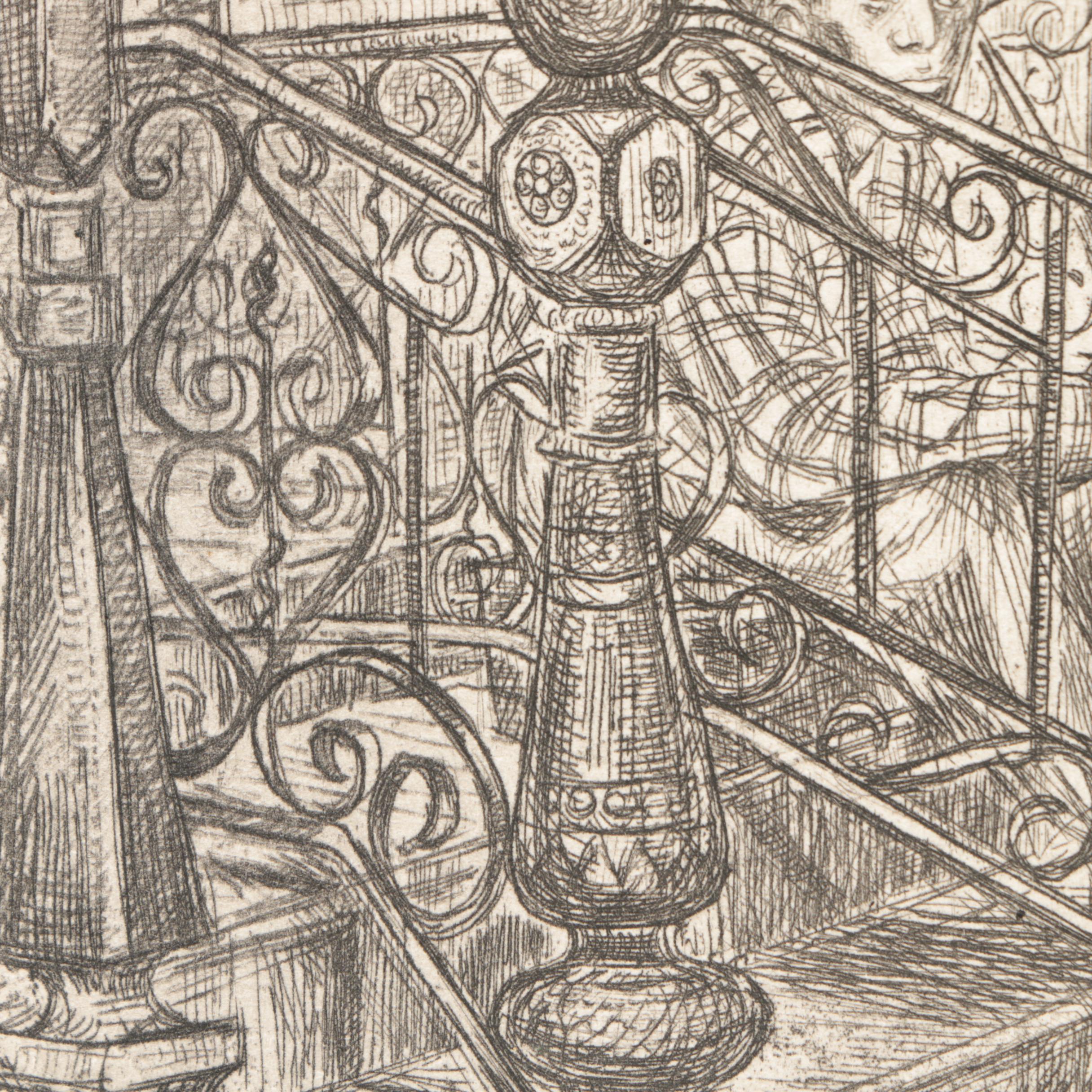 Edith Kramer Etching on Paper of a Seated Man