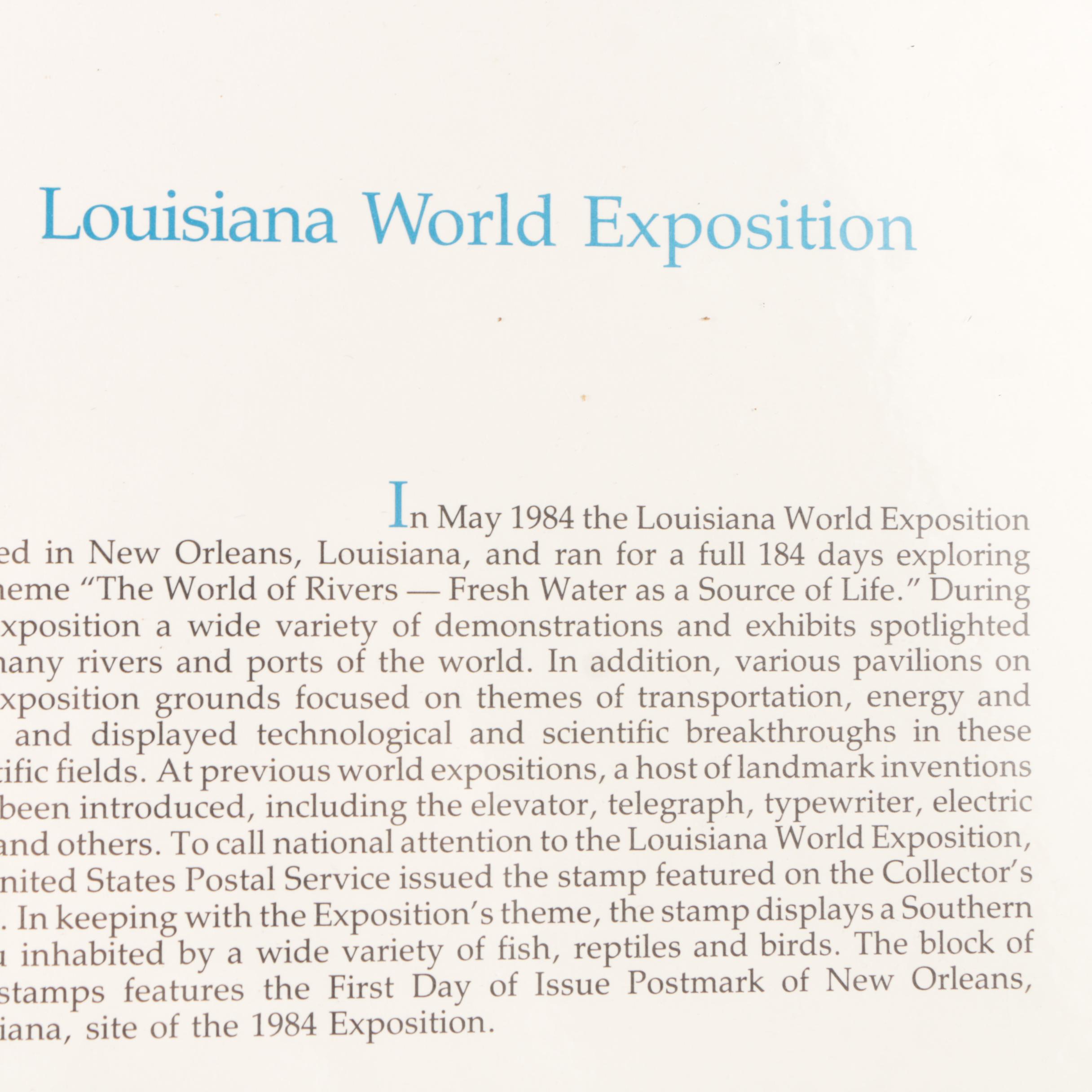 Louisiana World Exposition First Day of Issue Card and Liberty Three Cent Stamps