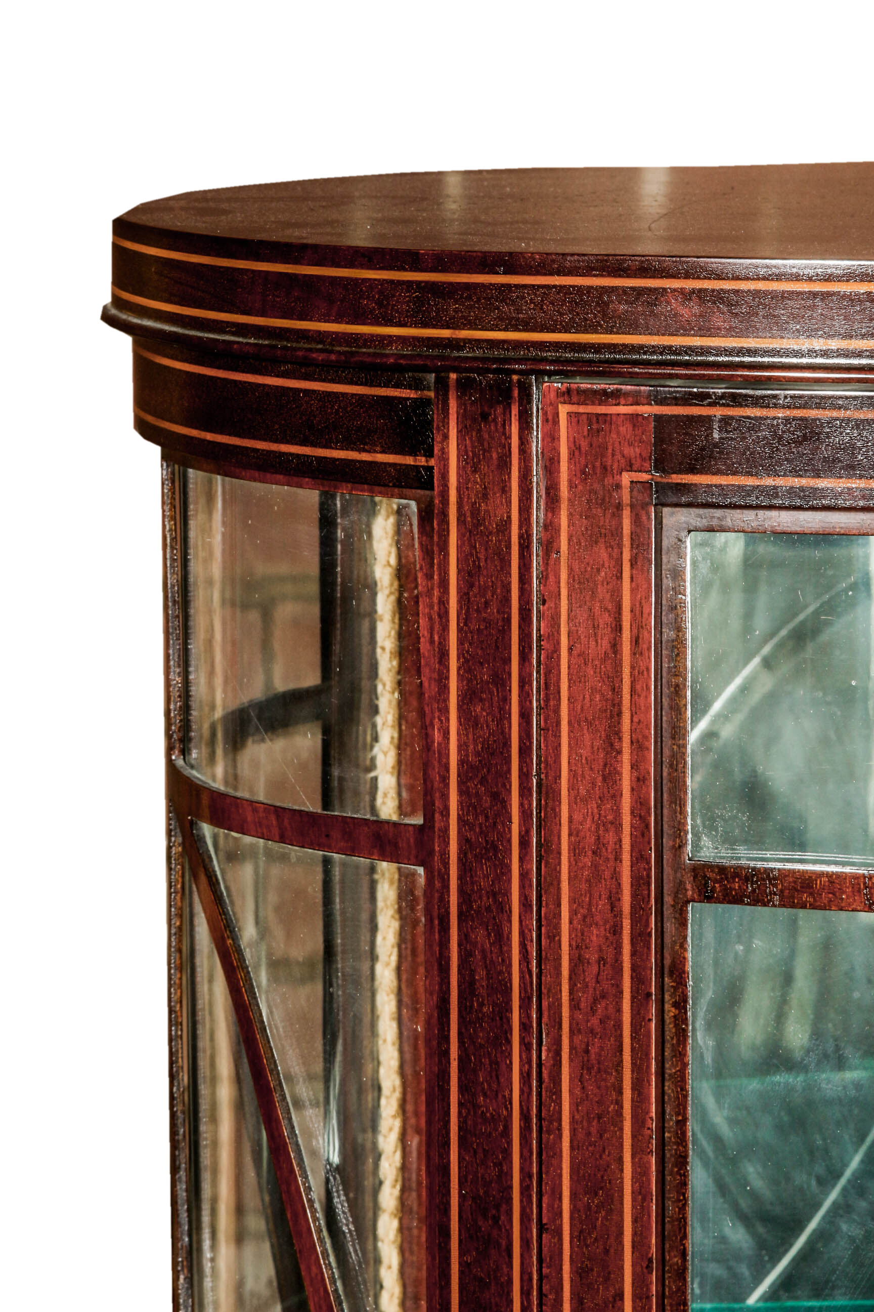 Vintage Hepplewhite Style Inlaid Mahogany Curio Cabinet