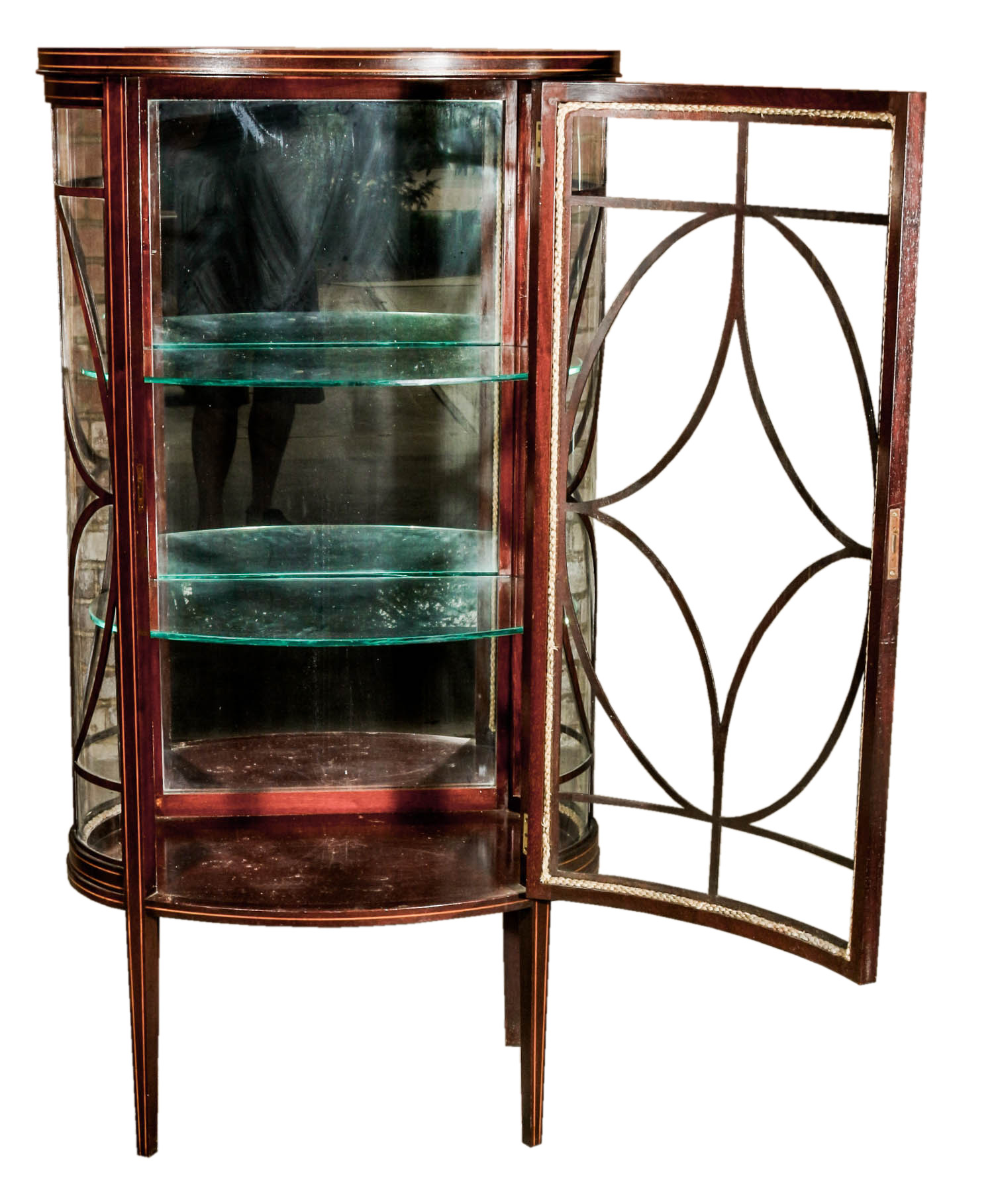 Vintage Hepplewhite Style Inlaid Mahogany Curio Cabinet