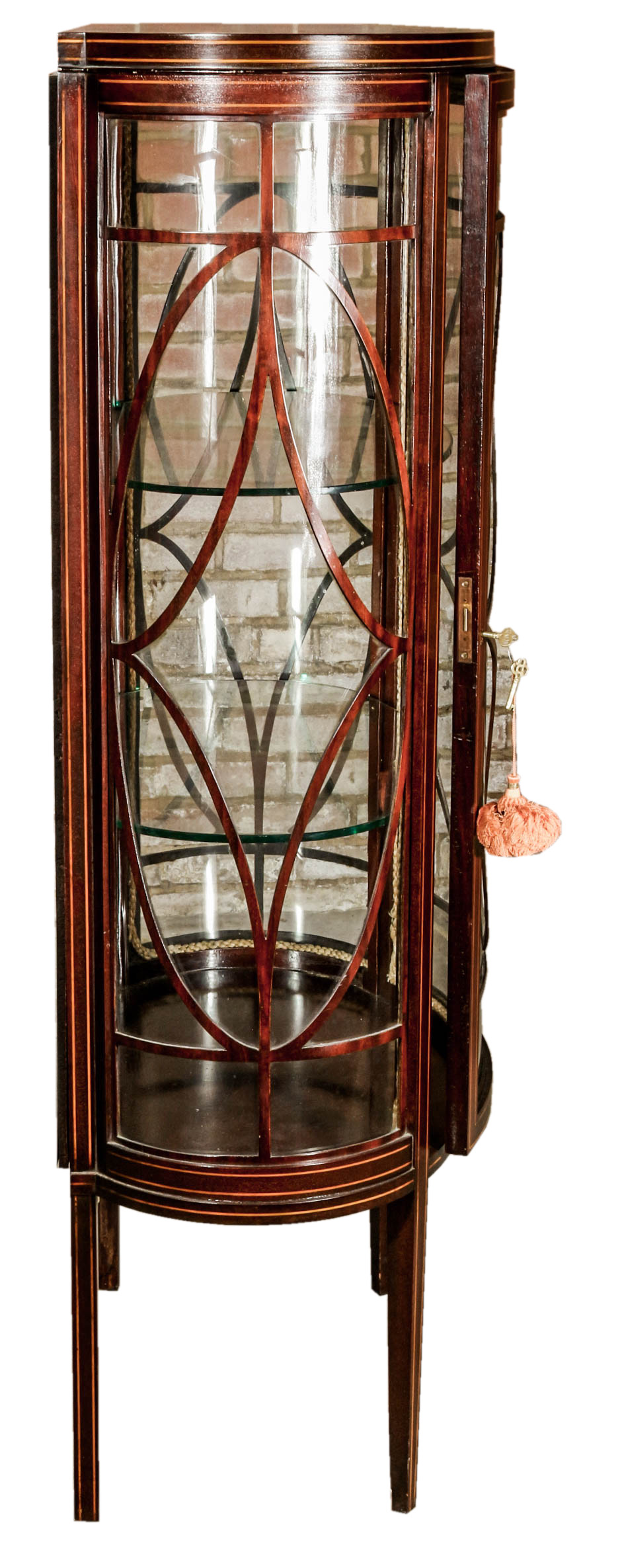 Vintage Hepplewhite Style Inlaid Mahogany Curio Cabinet