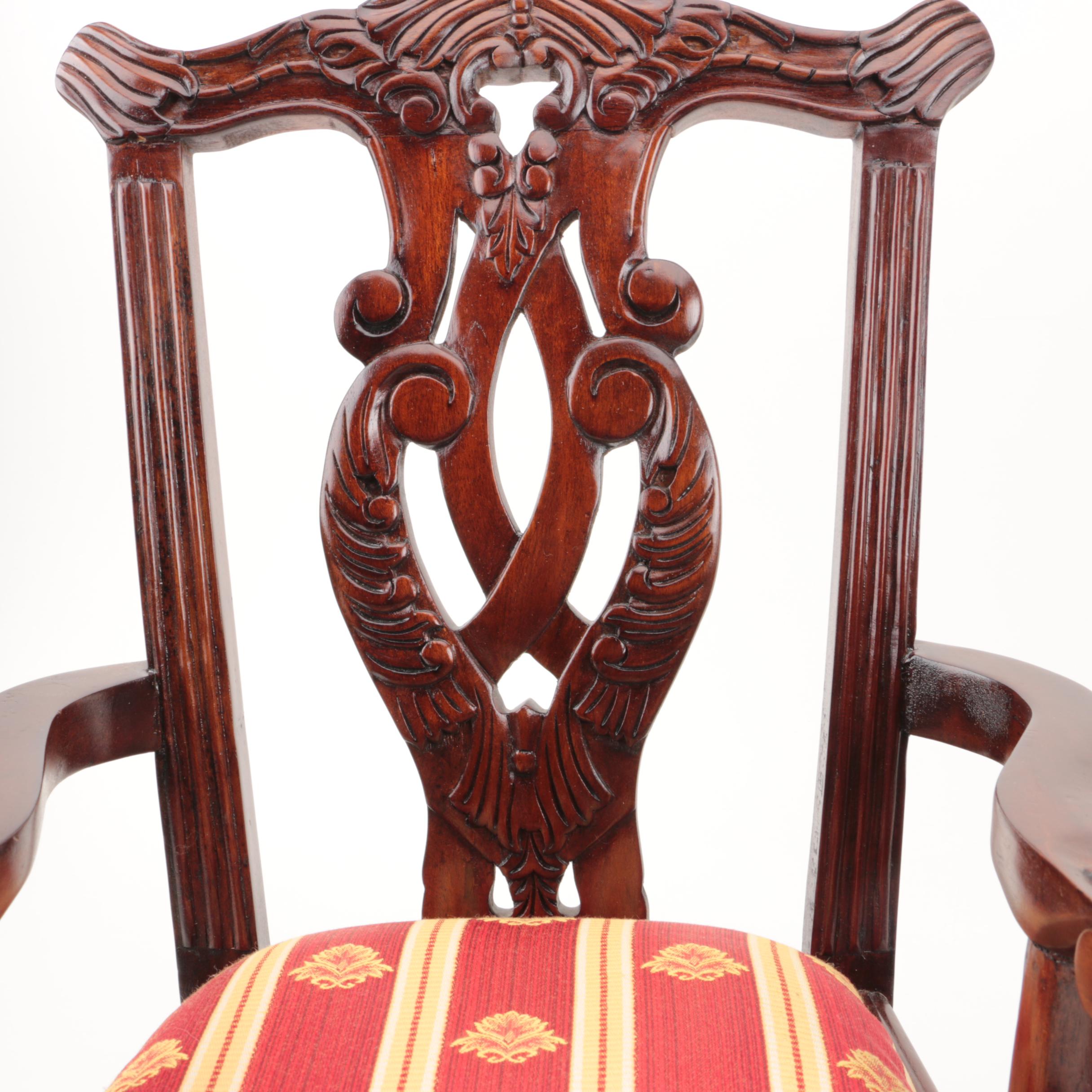 Pair of Chippendale Style Doll Size Arm Chairs