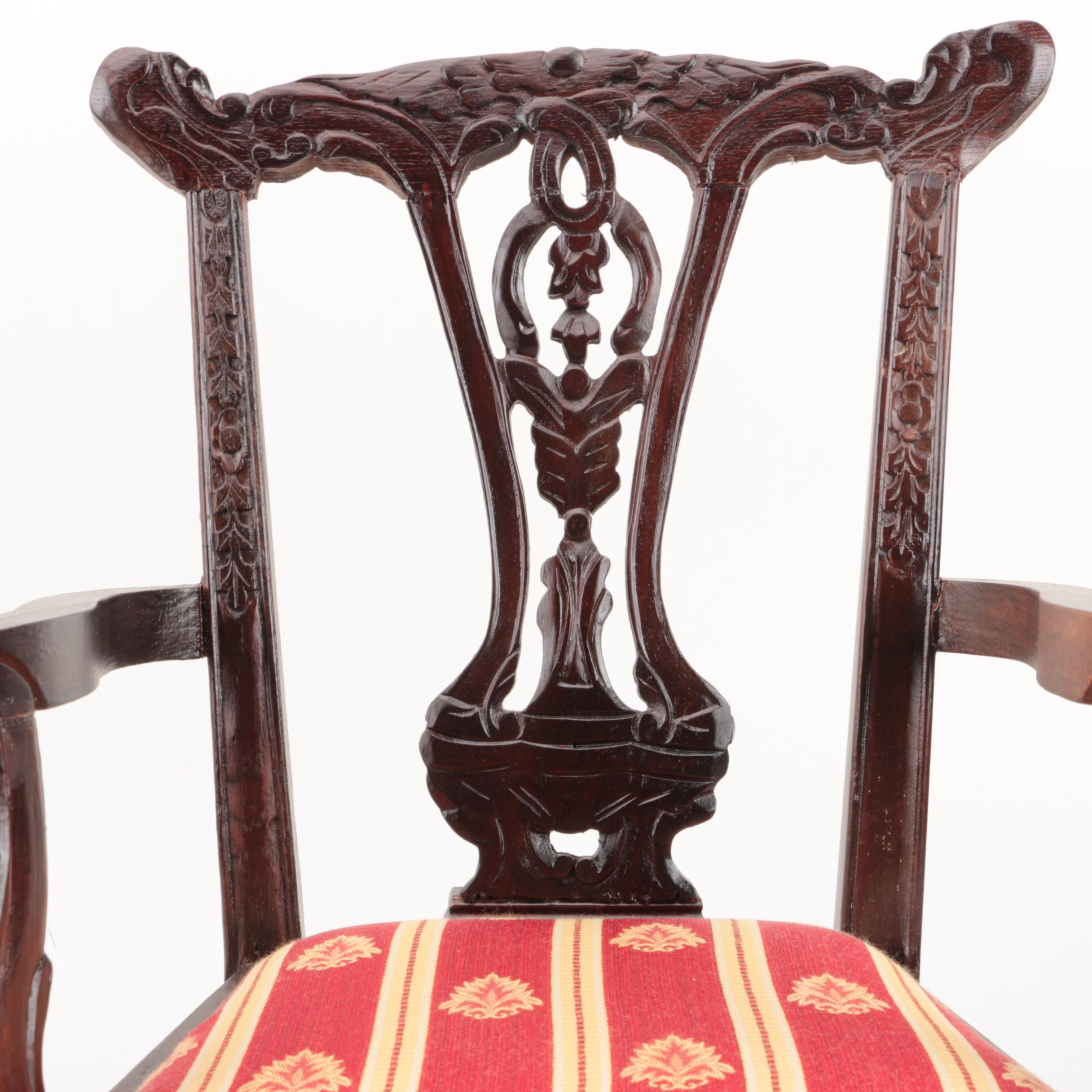 Pair of Chippendale Style Doll Size Arm Chairs