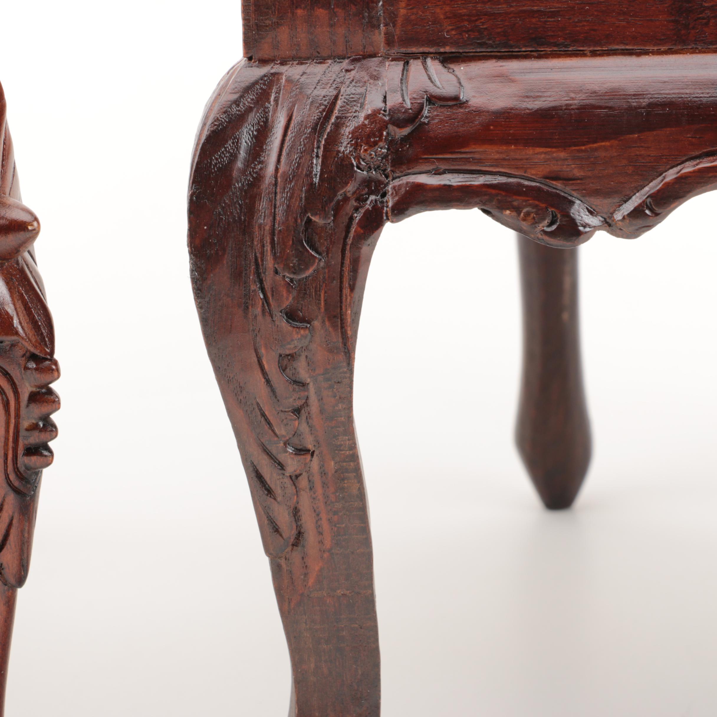 Pair of Chippendale Style Doll Size Arm Chairs