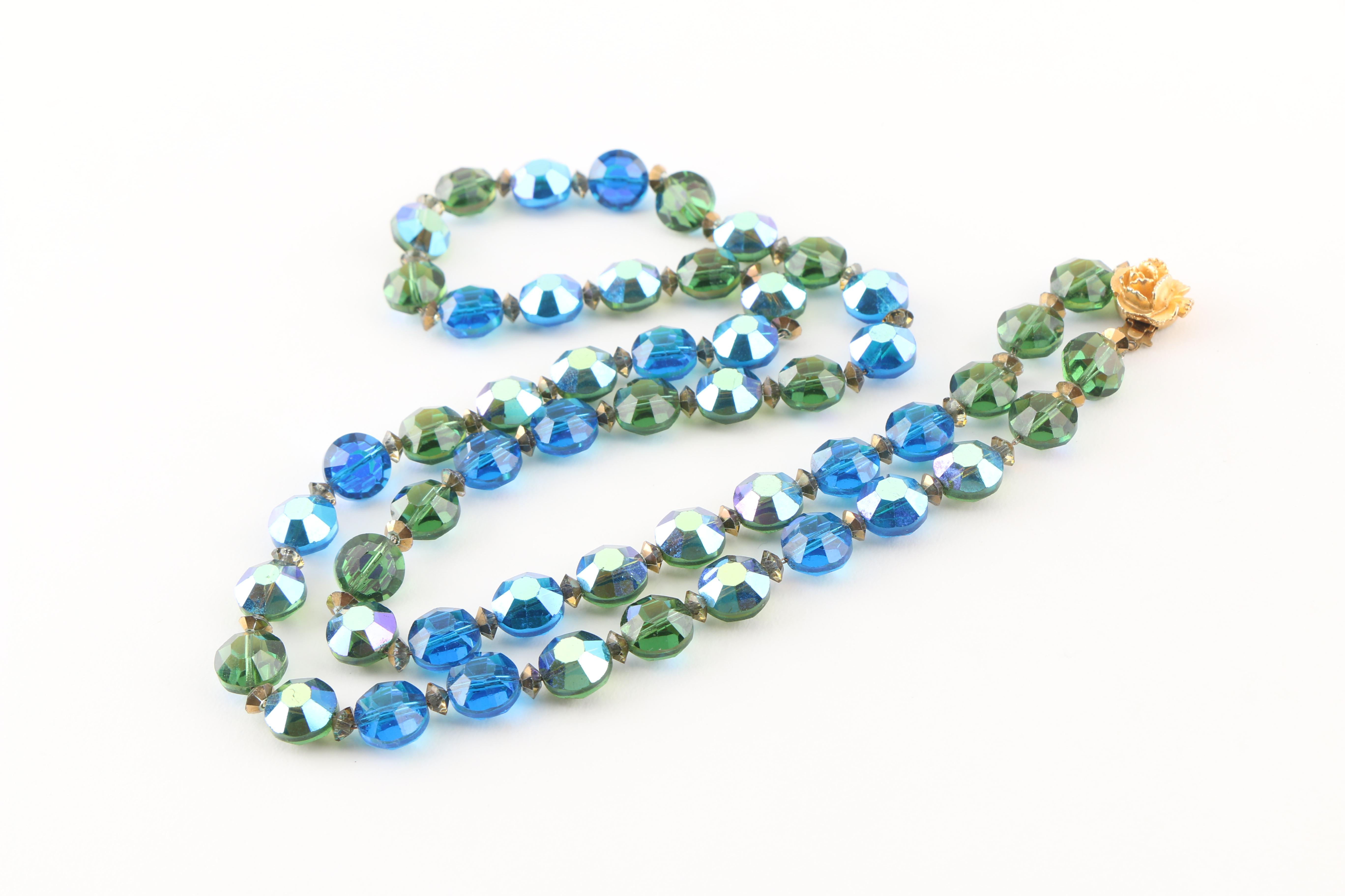 Assortment of Costume Jewelry Featuring Glass Beads and Micro Mosaic