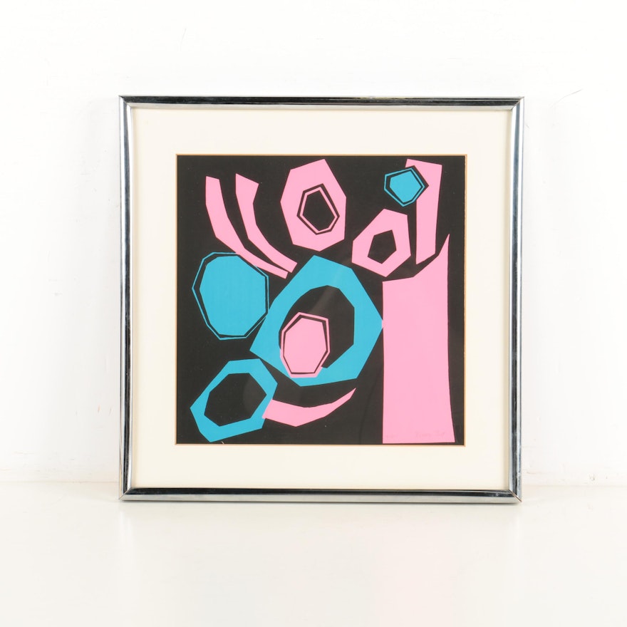 Pierre Bur Limited Edition Atomic, Abstract Serigraph on Paper "Jass"