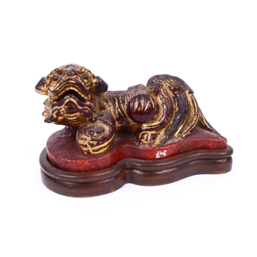 Hand Carved Stone Guardian Lion Statue