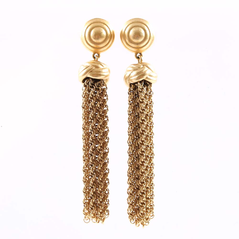 Monet Gold Tone Tassel Earrings