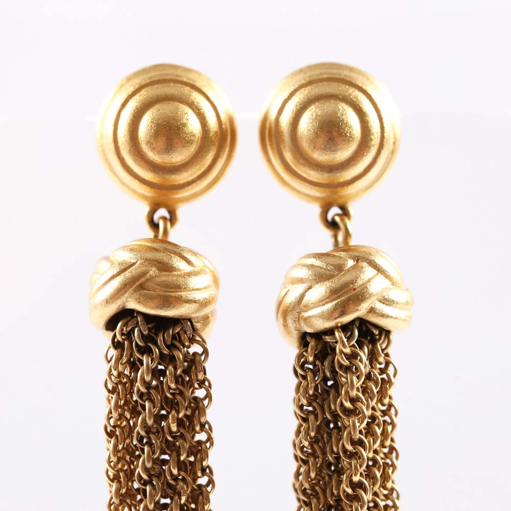 Monet Gold Tone Tassel Earrings