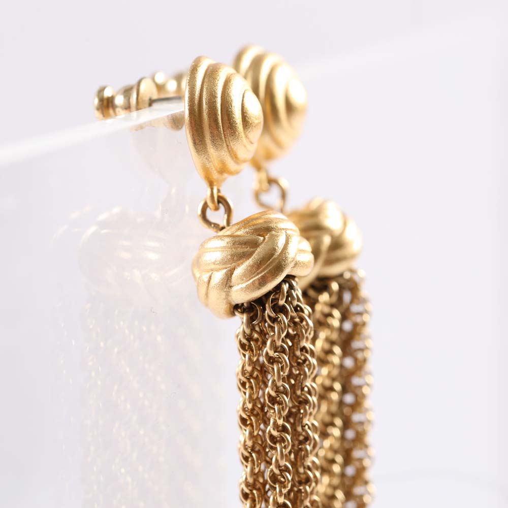 Monet Gold Tone Tassel Earrings