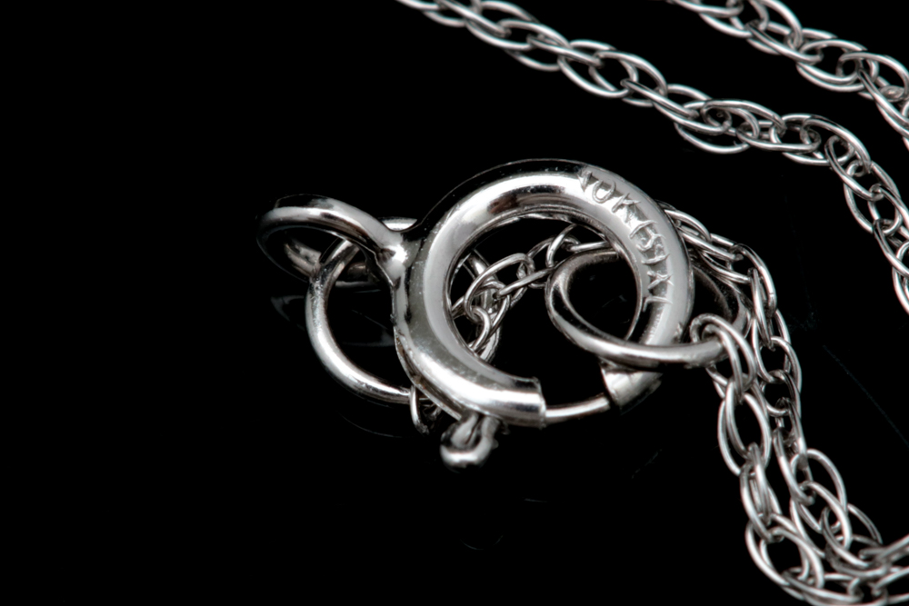 10K White Gold and Diamond Heart Pendant with Chain