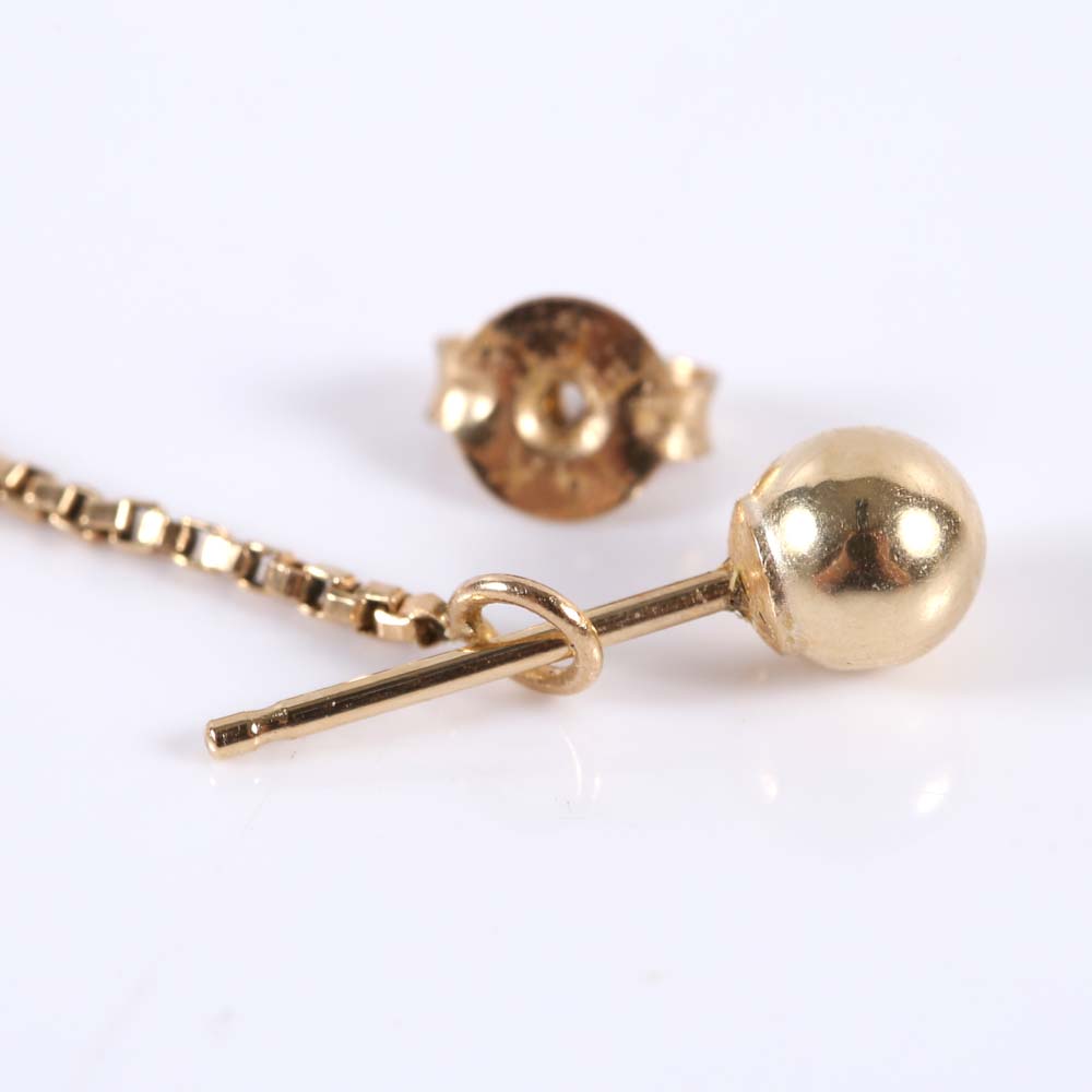 14K Yellow Gold Earrings with Tri-Color Gold Jackets