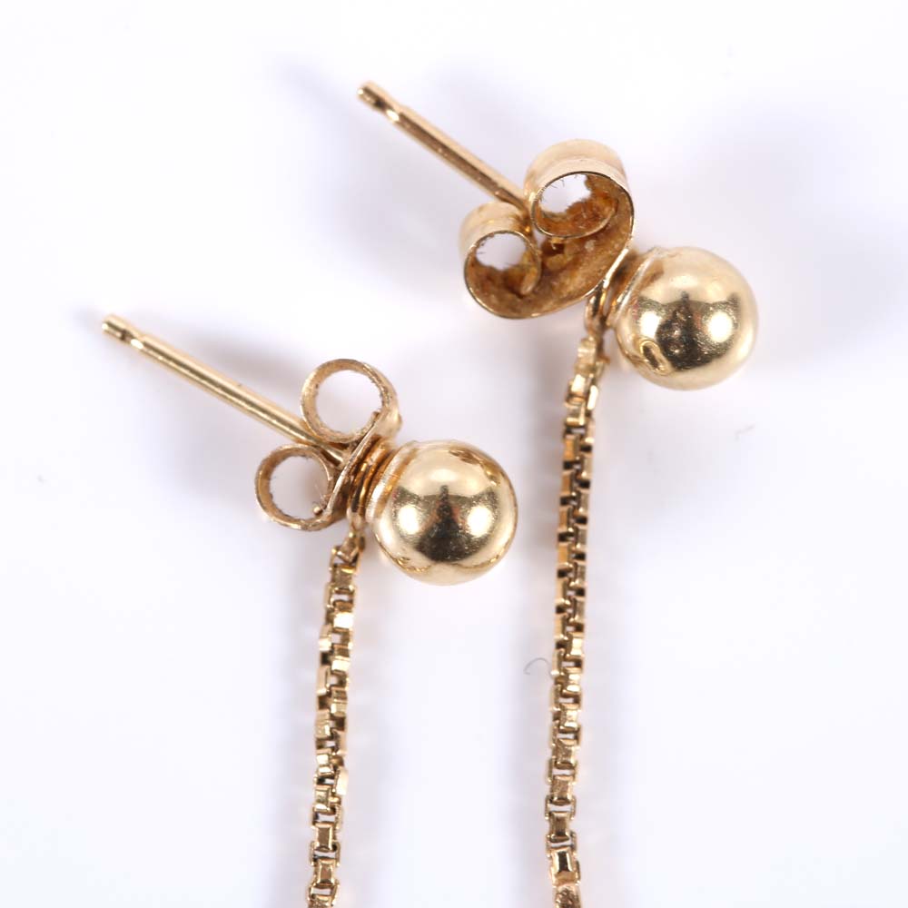 14K Yellow Gold Earrings with Tri-Color Gold Jackets