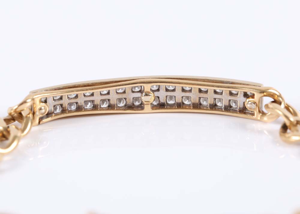 14K Yellow Gold Double Row 1.00 CTW Diamond Link Braclet