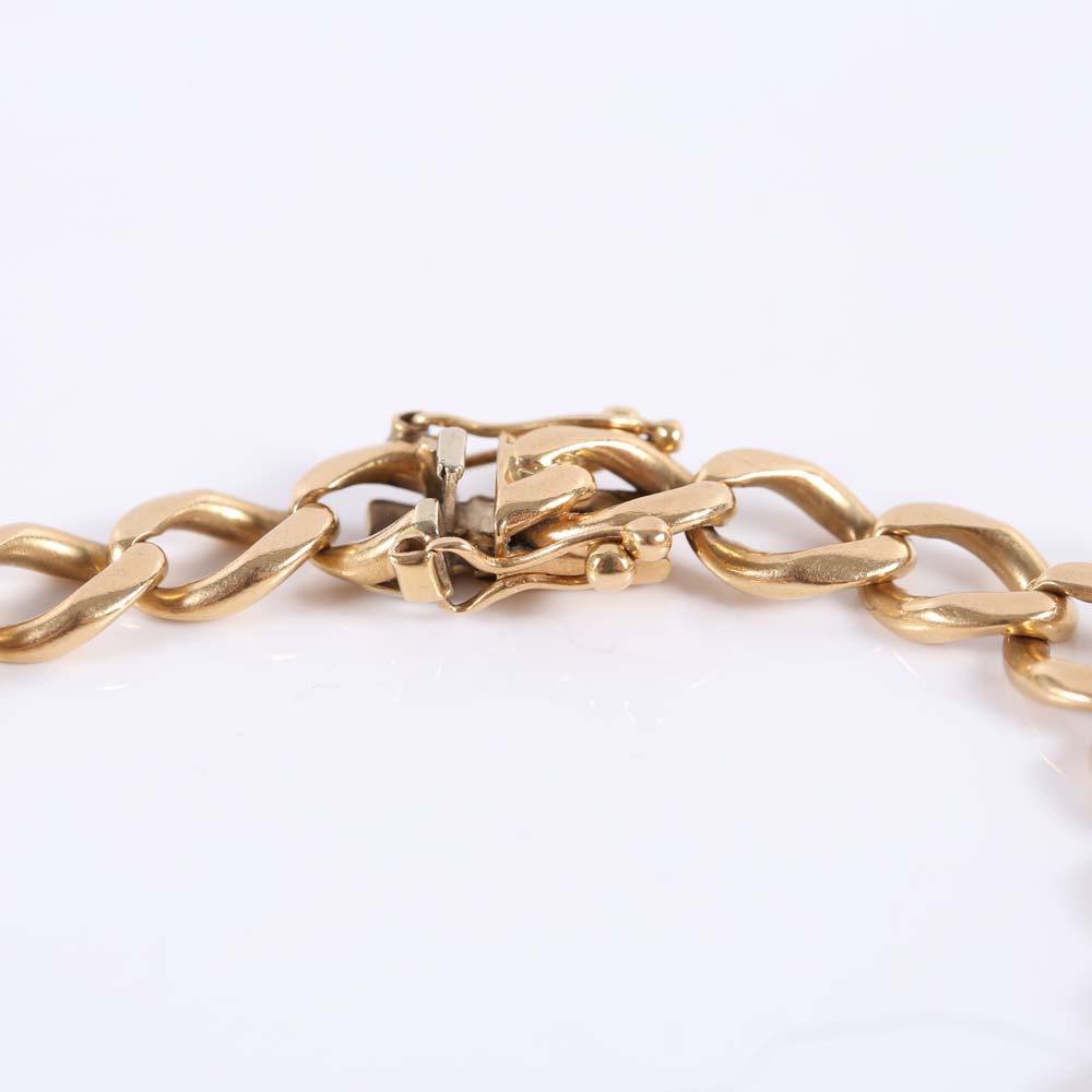 14K Yellow Gold Double Row 1.00 CTW Diamond Link Braclet