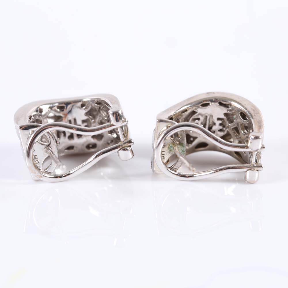 Effy Sterling Silver and Diamond Hoop Earrings