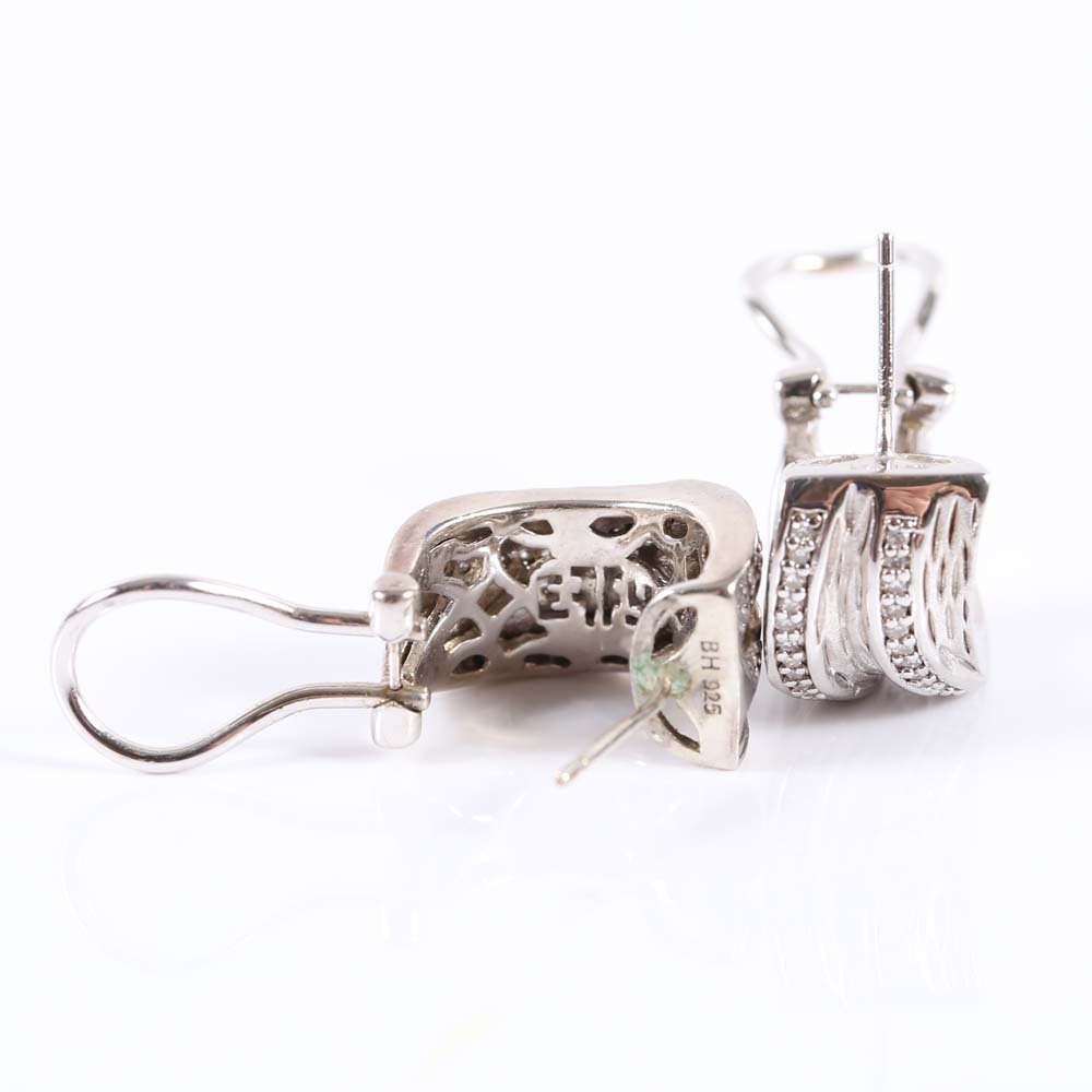 Effy Sterling Silver and Diamond Hoop Earrings