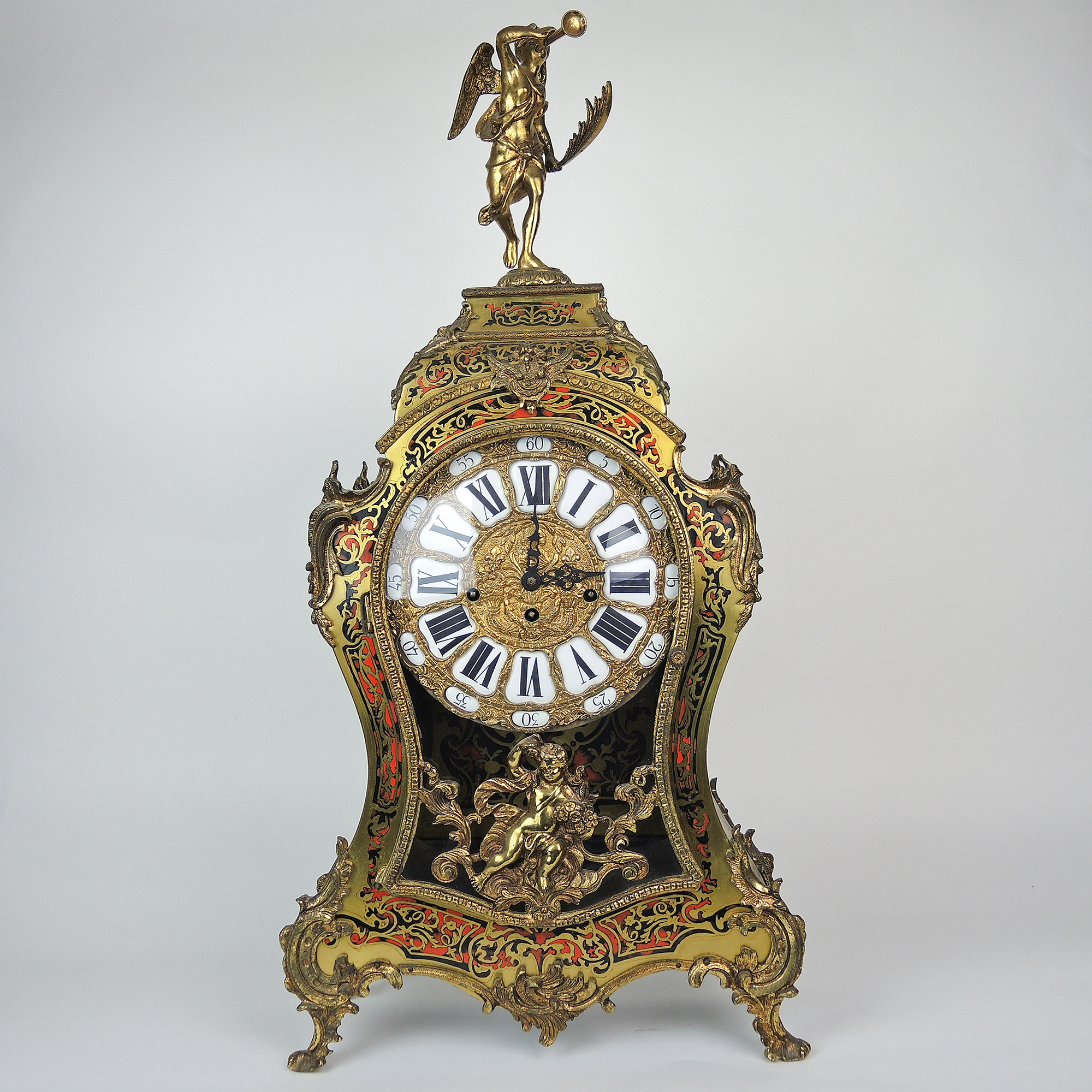 Large c. 1900 Antique French Boulle Mantel Clock
