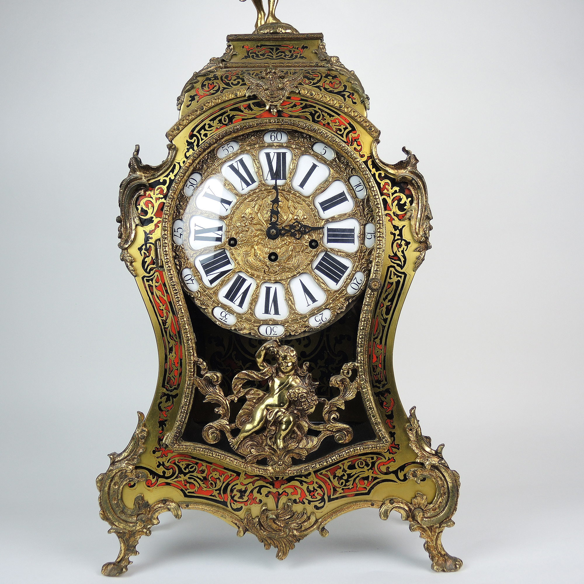 Large c. 1900 Antique French Boulle Mantel Clock
