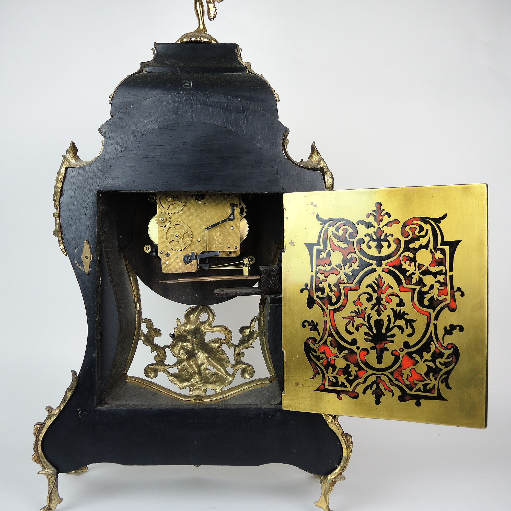 Large c. 1900 Antique French Boulle Mantel Clock