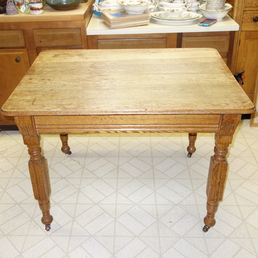 Antique Quarter Sawn Utility Table