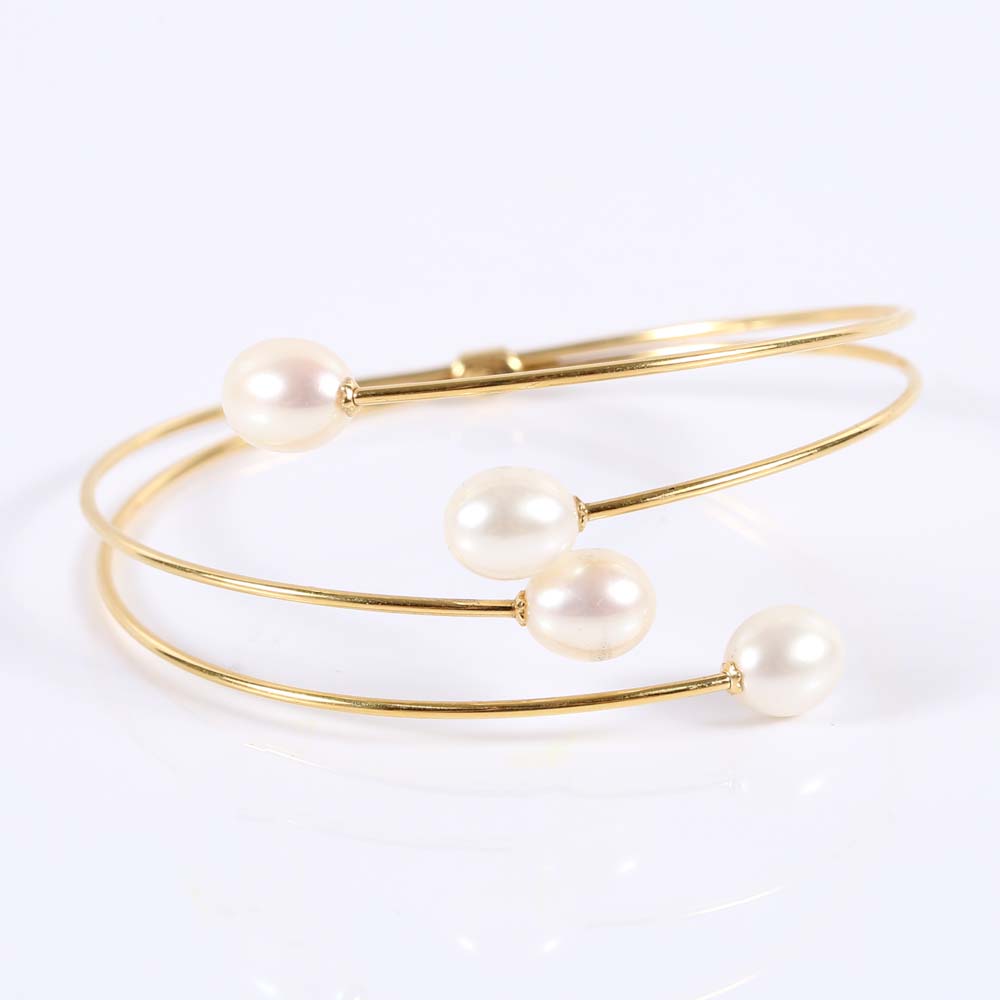 18K Yellow Gold Freshwater Pearl Bracelet