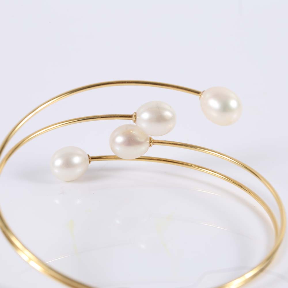18K Yellow Gold Freshwater Pearl Bracelet