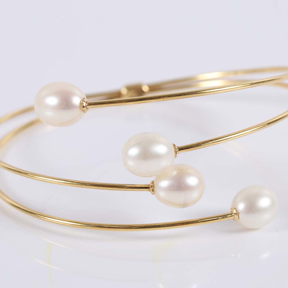 18K Yellow Gold Freshwater Pearl Bracelet