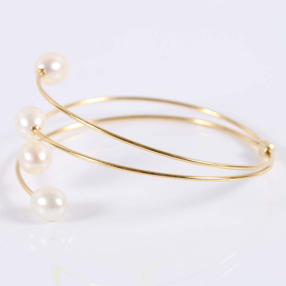 18K Yellow Gold Freshwater Pearl Bracelet