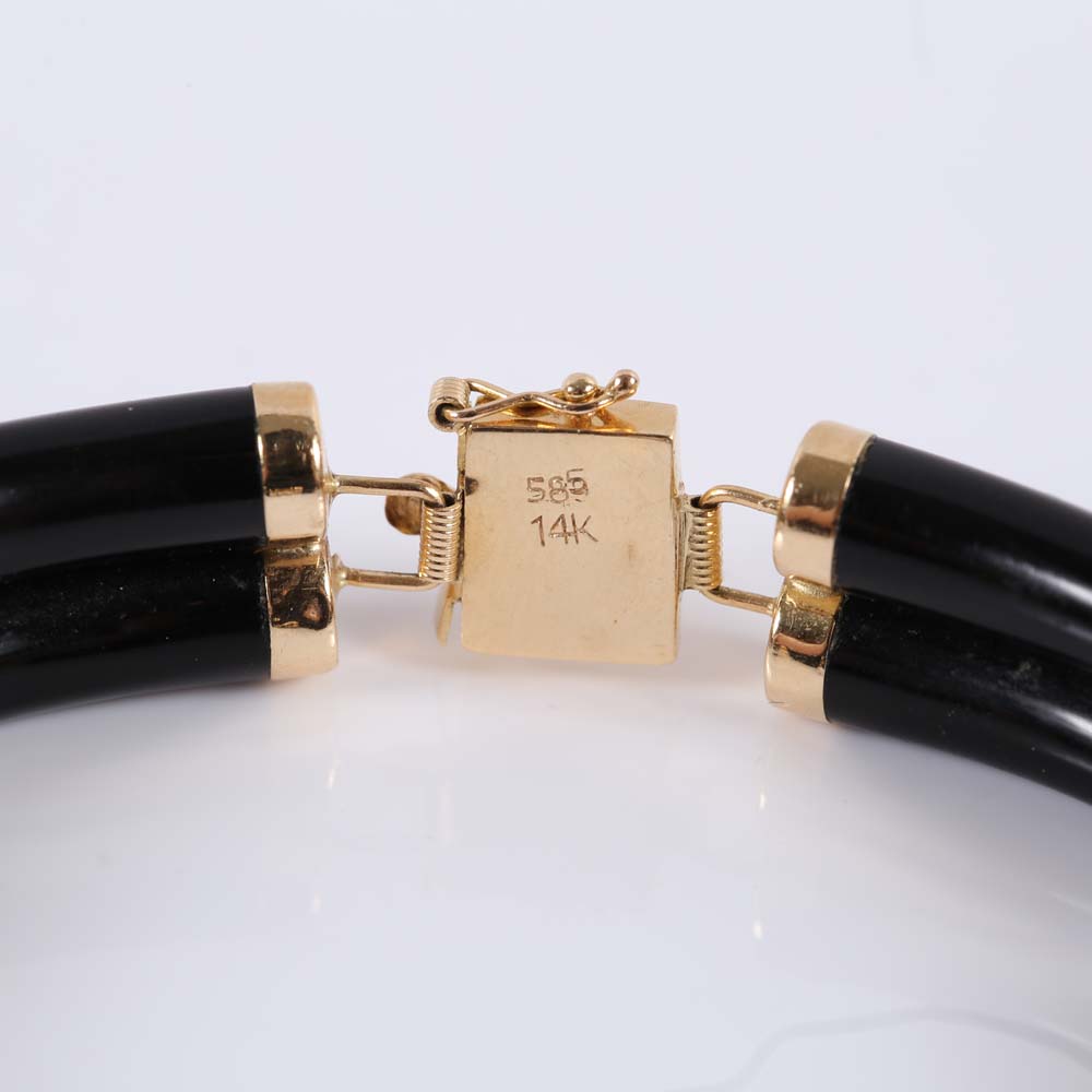 14K Yellow Gold Double Row Onyx Bracelet