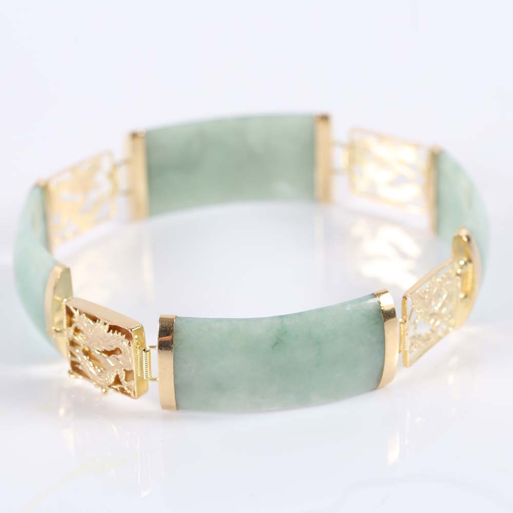 14K Yellow Gold Jadeite Bracelet