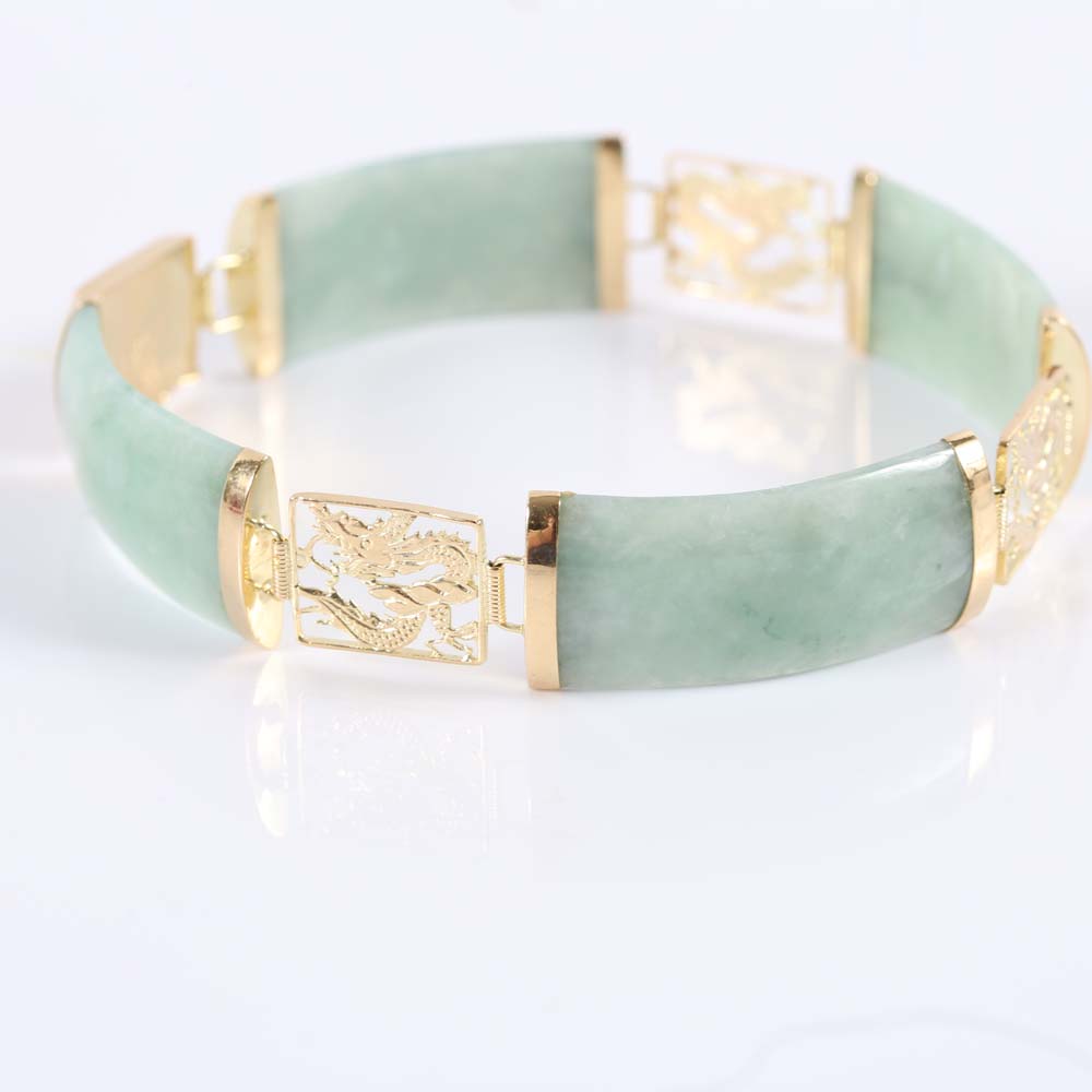 14K Yellow Gold Jadeite Bracelet