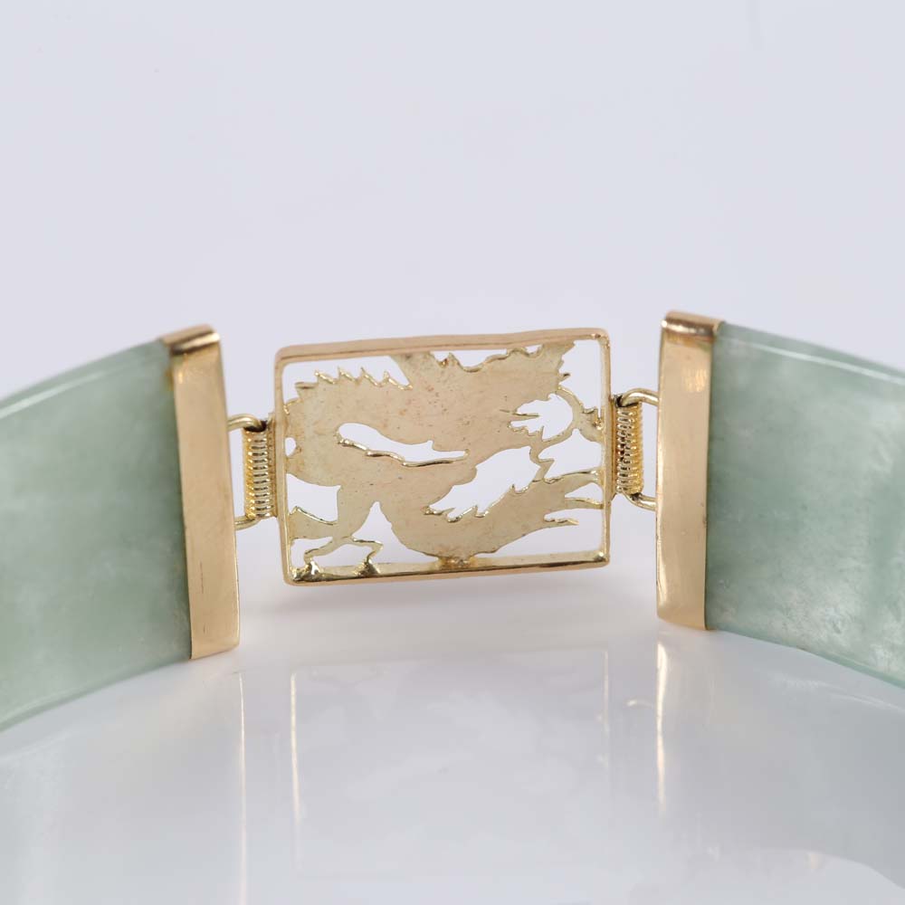 14K Yellow Gold Jadeite Bracelet