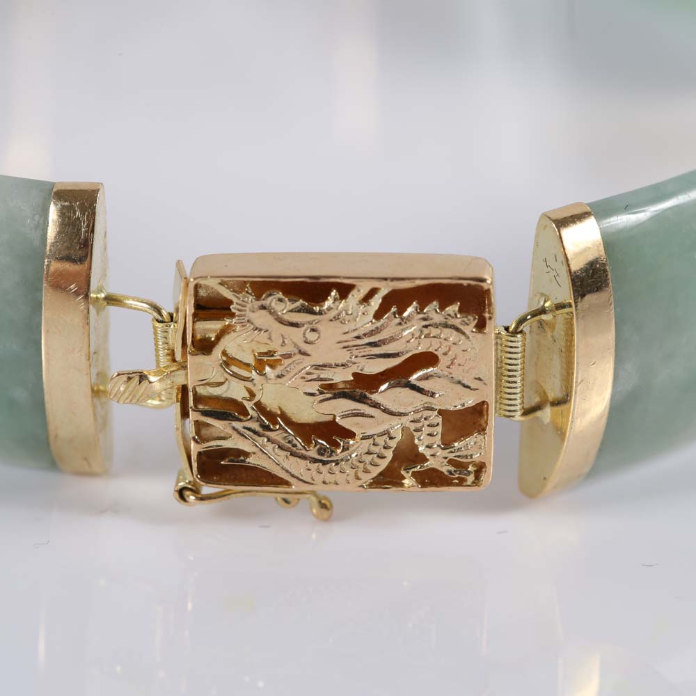 14K Yellow Gold Jadeite Bracelet