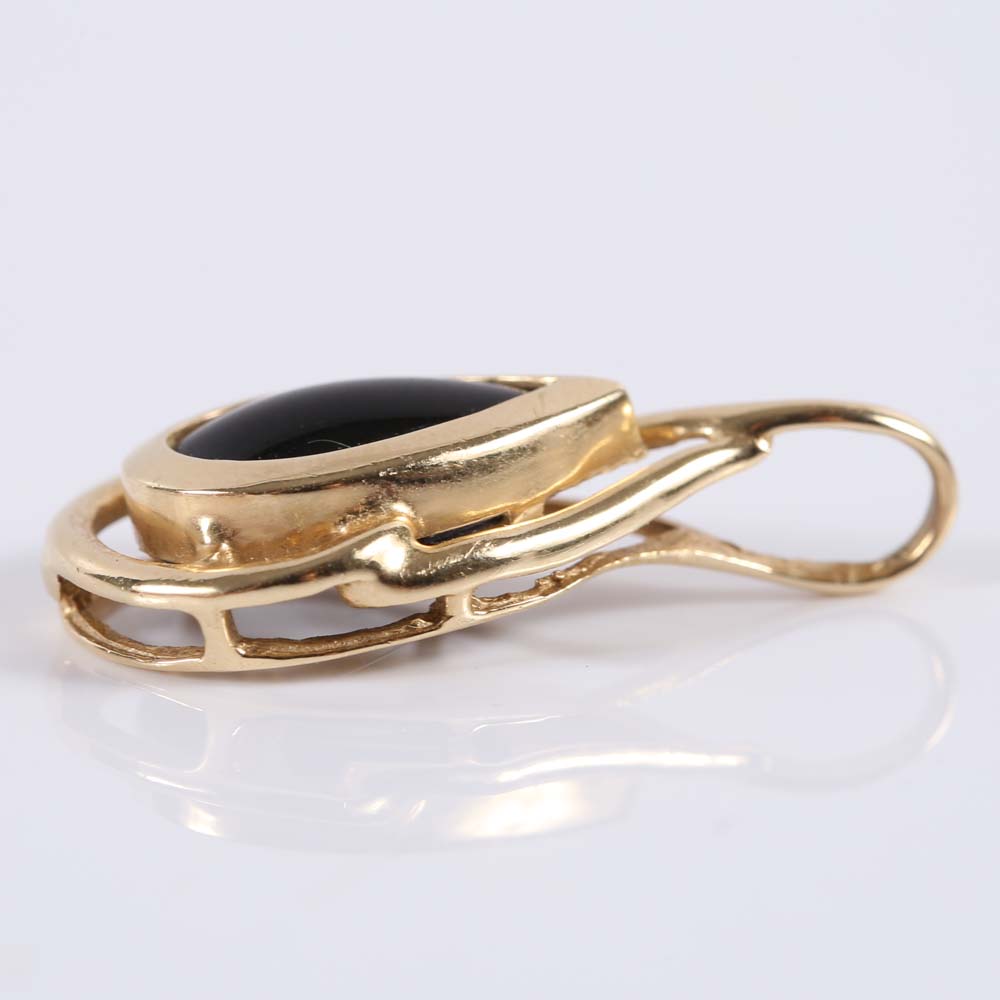14K Yellow Gold Black Onyx Pendant