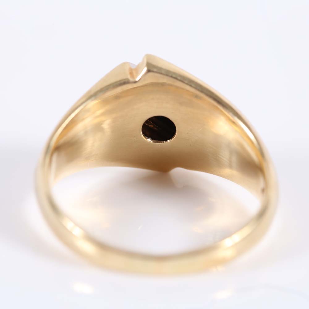 14K Yellow Gold Black Onyx and Diamond Bypass Ring
