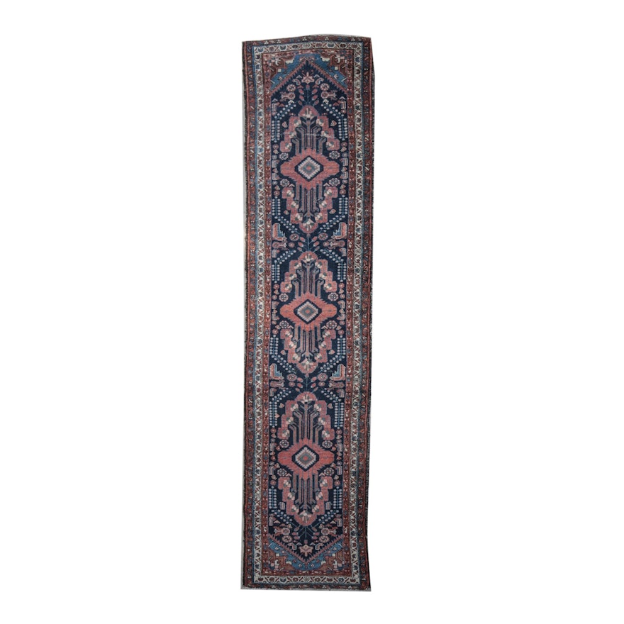Semi-Antique to Vintage Hand-Knotted Kurdish Wool Carpet Runner