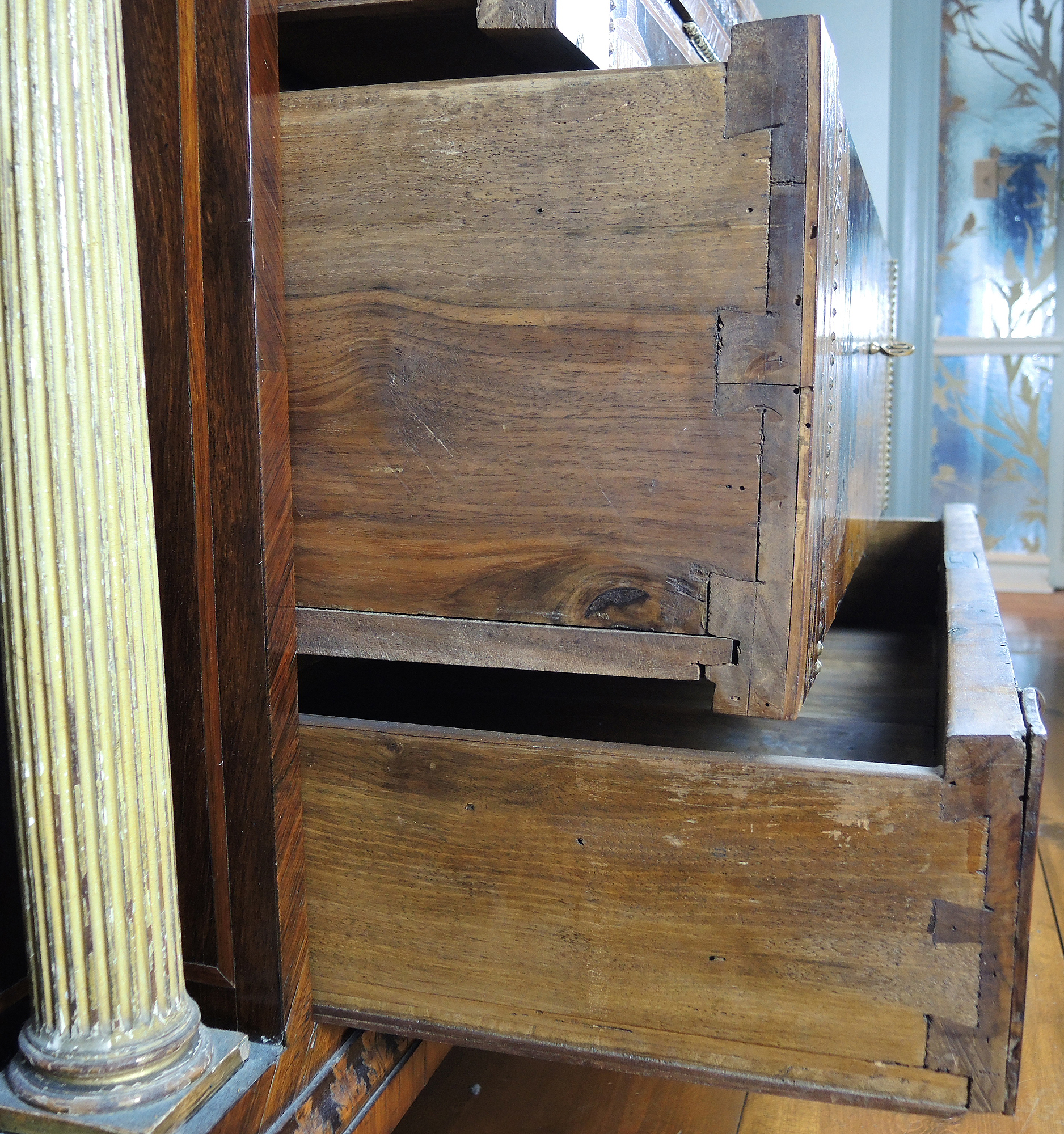 19th Century Italian Marquetry Inlaid Cabinet with Castle Scene
