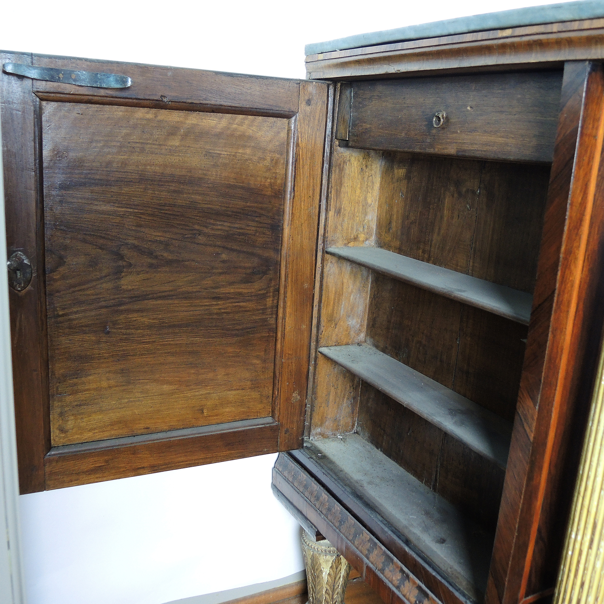 19th Century Italian Marquetry Inlaid Cabinet with Castle Scene