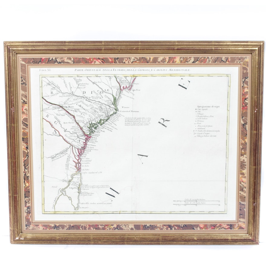 Antique Italian Map Etching